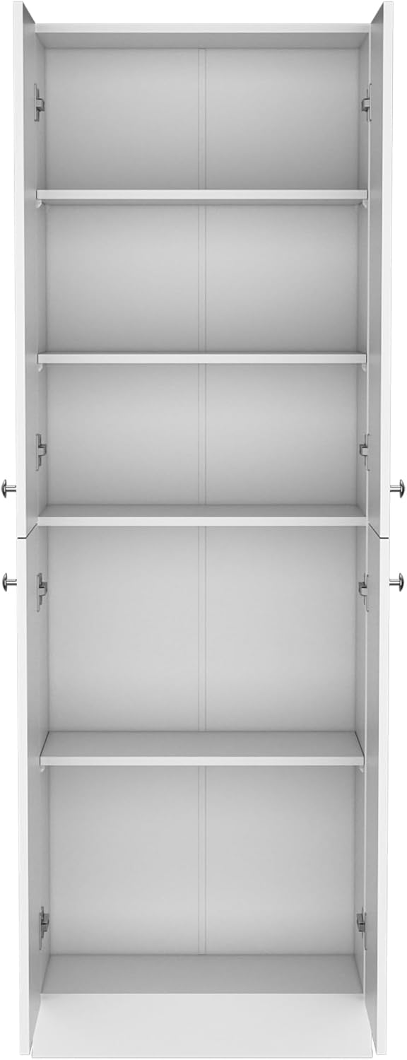 71" Tall Pantry with 4 Doors & 5 Adjustable Shelves - White - Ideal ...