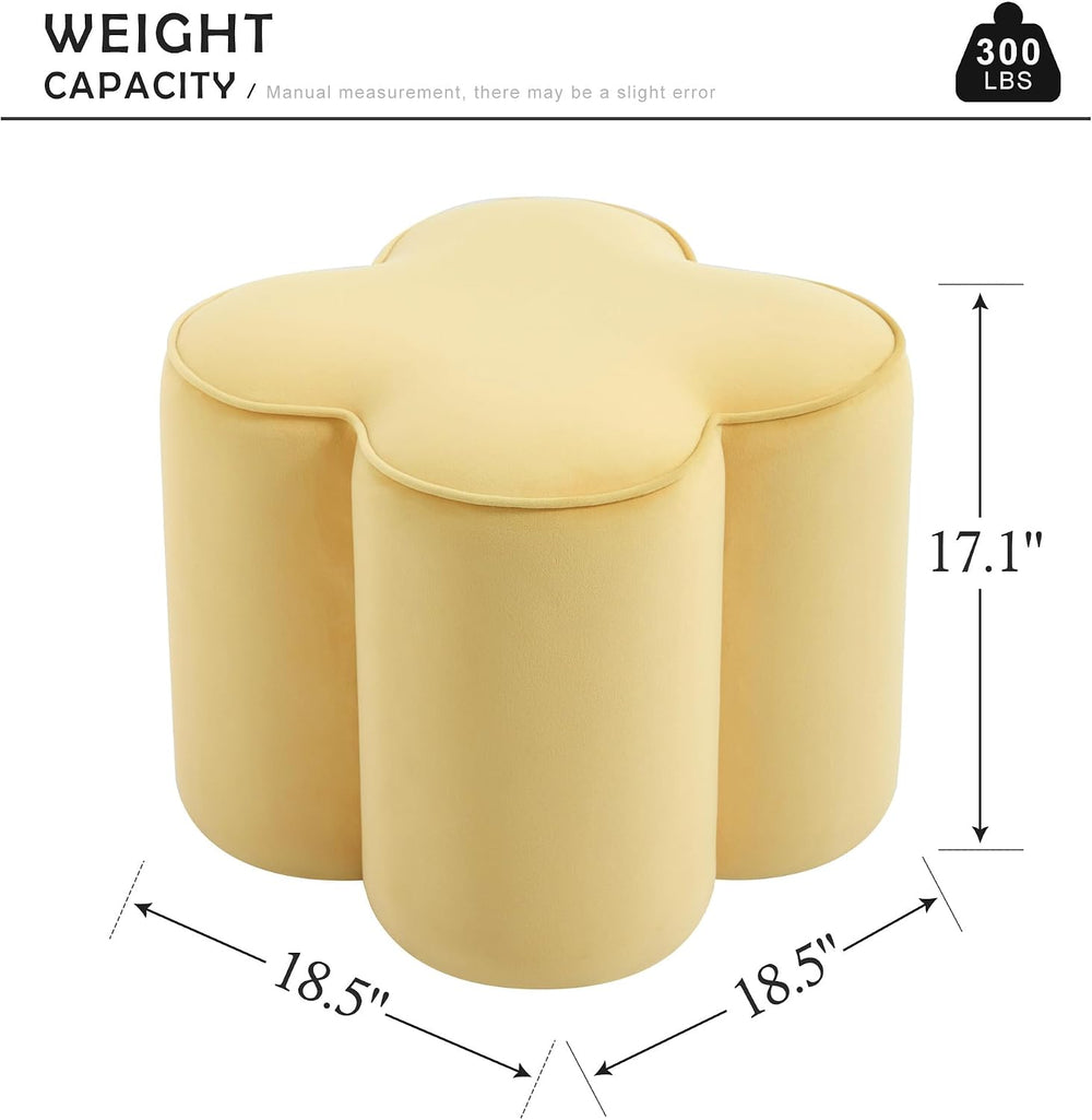 Yellow Velvet Ottoman, Small Vanity Stool, Modern Ottoman Stool, Footrest for...