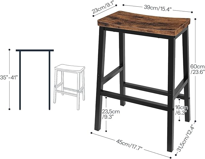 HOOBRO Bar Stools Set of 4, Counter Height Bar Stools, 23.6'' Bar Cha...