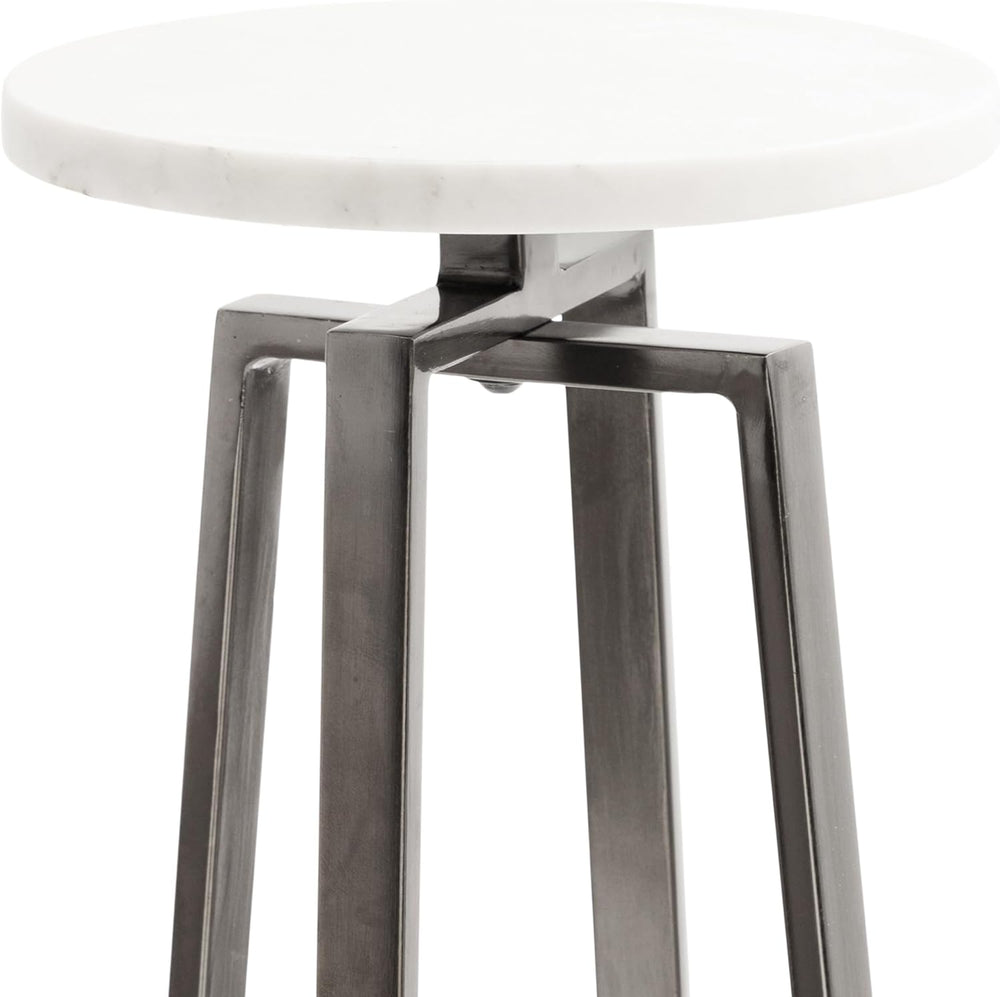 Kate and Laurel Zia Modern Marble Round Drink Table; 9 x 9 x 23; White and Gr...