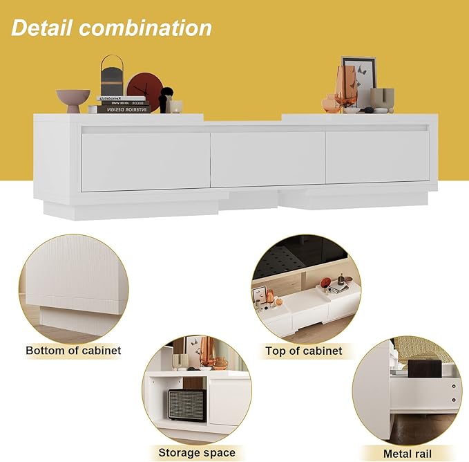 Expandable TV Stand Media Console Table, Modern Entertainment Center with Thr...