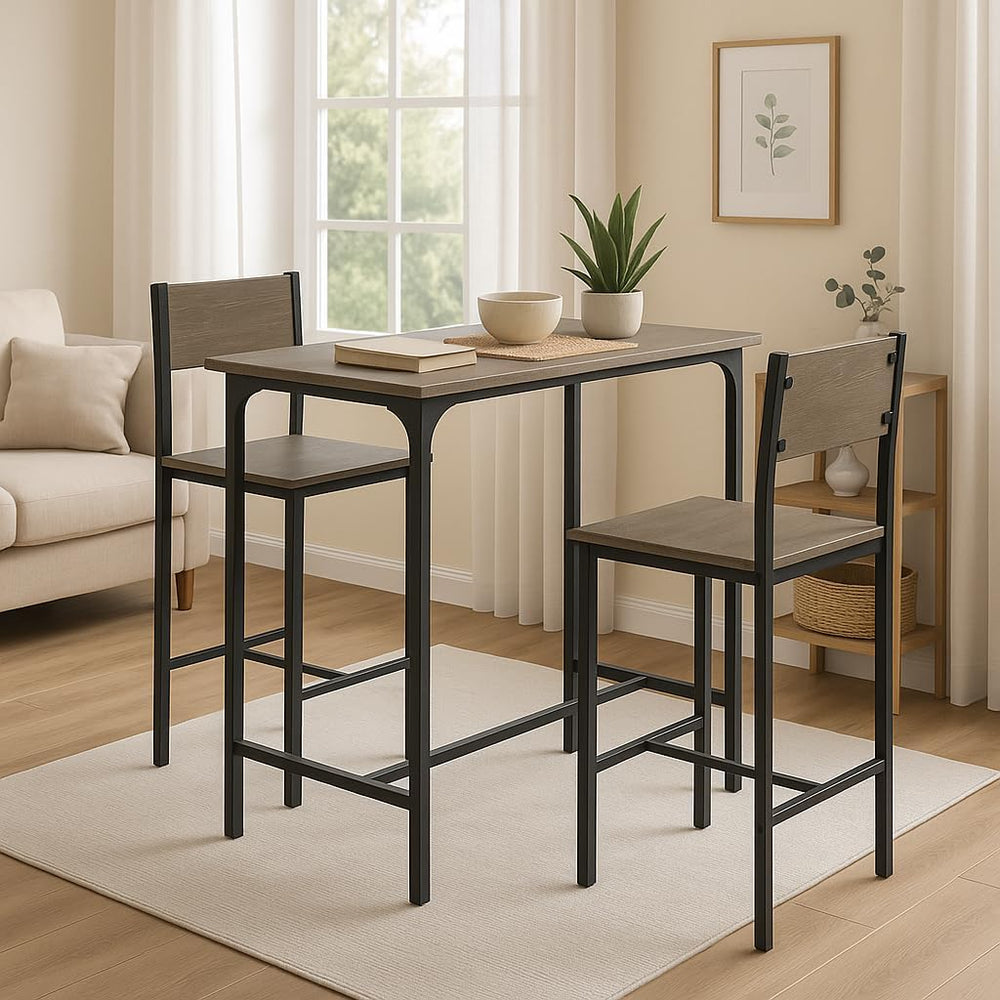 Tangkula 3 Piece Counter Height Bar Table Set, Pub Table and Chairs Set of 2,...