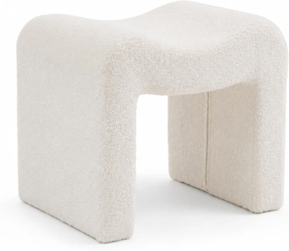 Wimarsbon Vanity Stool Chair, Modern Teddy Velvet Ottoman Footrest, Sofa Benc...