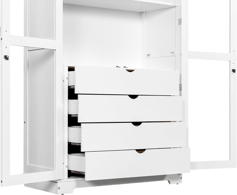 LUMISOL 75" Tall Kitchen Pantry with 4 Built-in Drawers, Kitchen Storage...