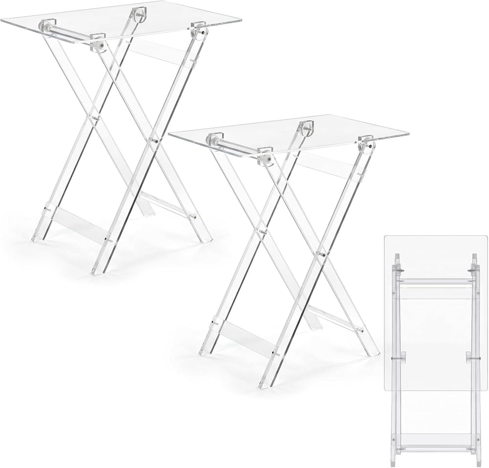 Beeveer Acrylic Foldable TV Dinner Table Small Folding Clear TV Tray Space Sa...