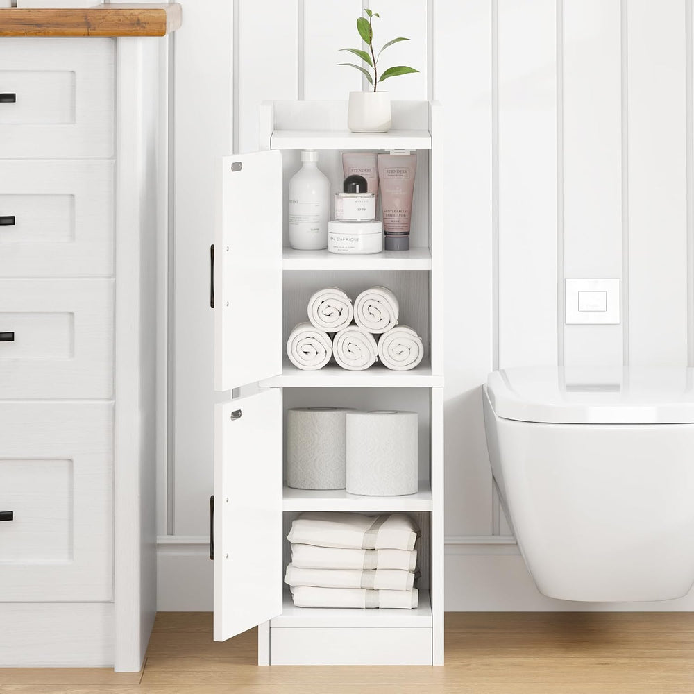 Narrow Bathroom Storage Cabinet with 2 Doors and Shelves, 9.8" W Small S...