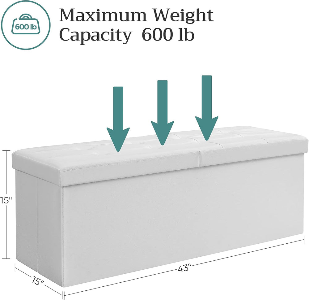 SONGMICS 43.3 Inches Folding Storage Ottoman Bench with Flipping Lid | Storag...