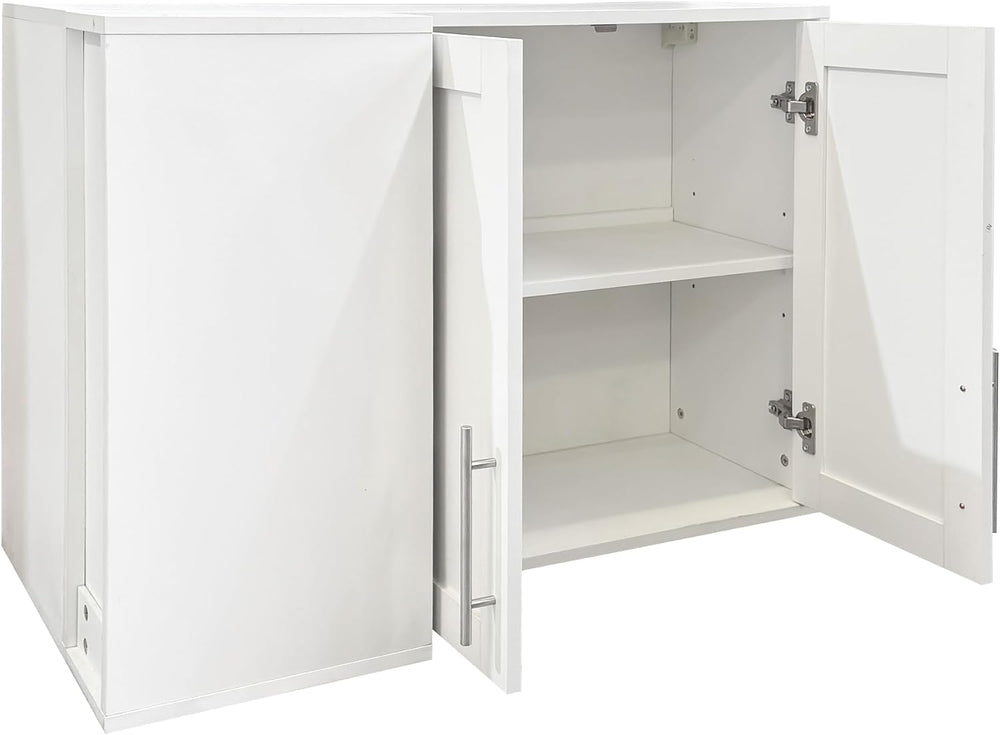 L Shape Wall Mounted Storage Cabinet, White Floating Sideboard Buffet Cabinet...