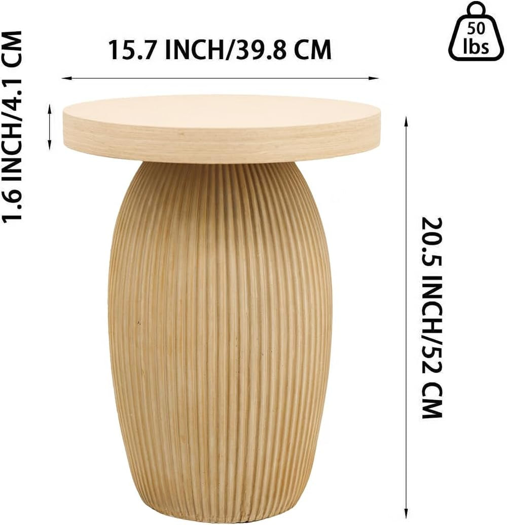 PARISLOFT Mushroom Accent Table, Bohemian Side Table with Light Wood Finish f...