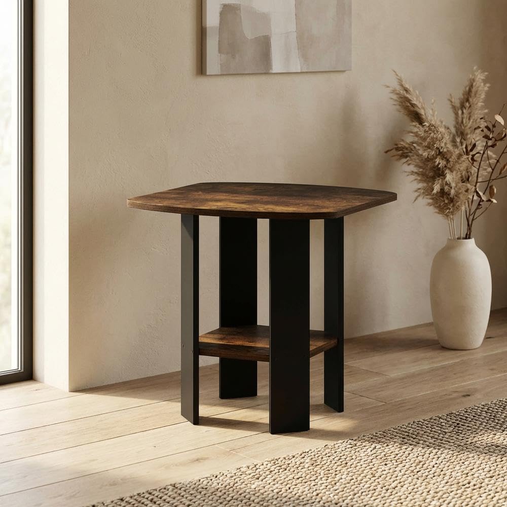 Furnifact Amber Pine Side Table with Elegant Finish, Modern Design, Durable C...