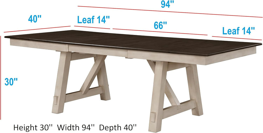 WILLIAMSPACE 94" Extendable Dining Table Set for 6, Rustic Farmhouse Rec...