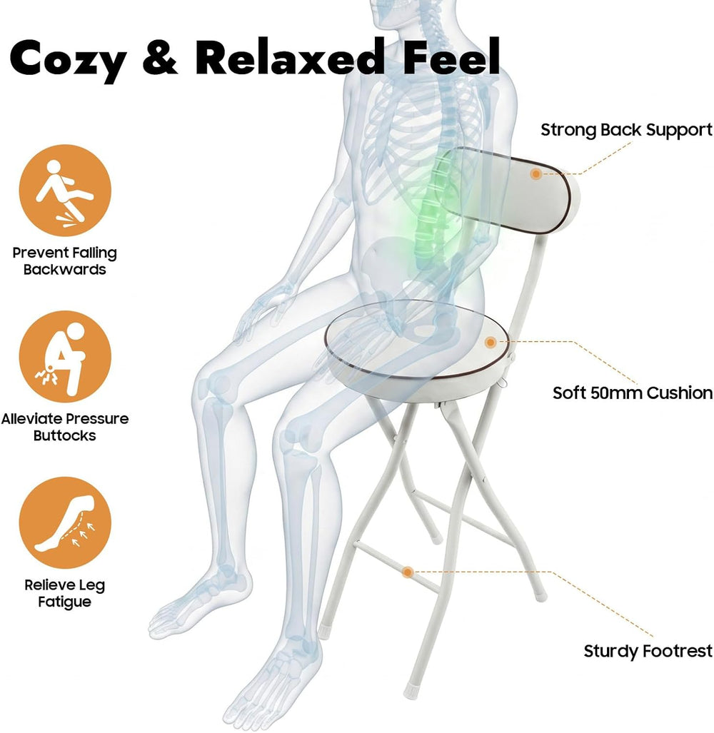 YIYIBYUS 2 Pcs Folding Bar Stools with Back, 25.6 Inch Height Portable High C...