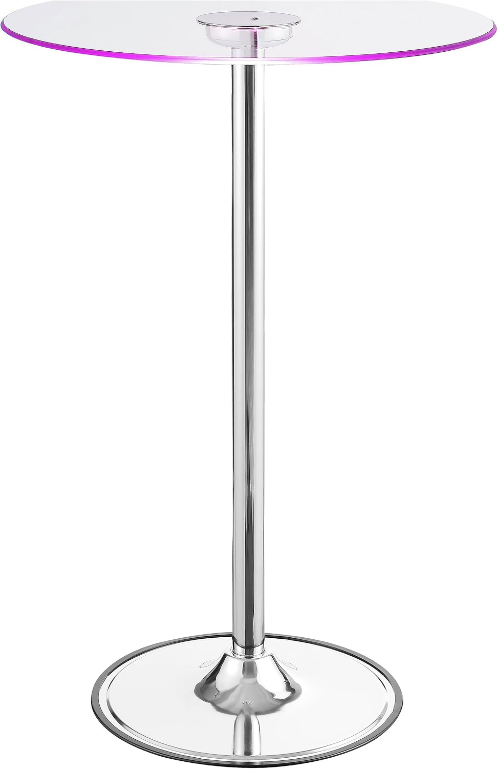 Chrome Glass Top LED Bar Table