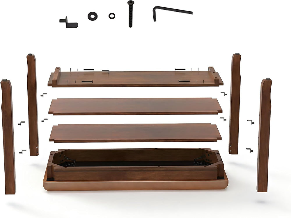 Shoe Rack Bench Entryway Storage with Leather Cushion, 39.4"