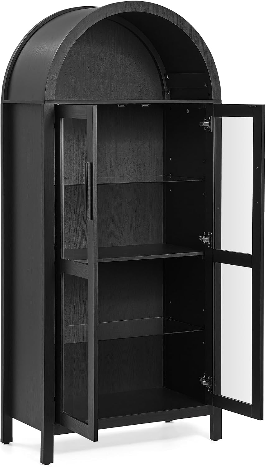 Polibi Arched Kitchen Cabinet with Light, Modern Retro 67" H Storage Dis...
