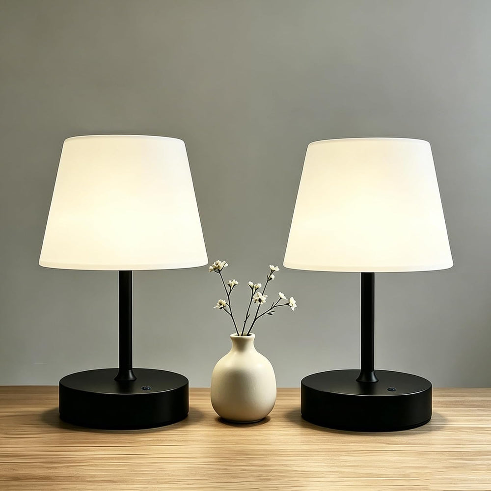 Cordless Table Lamp, Rechargeable Shower Lamp - Black Set of 2