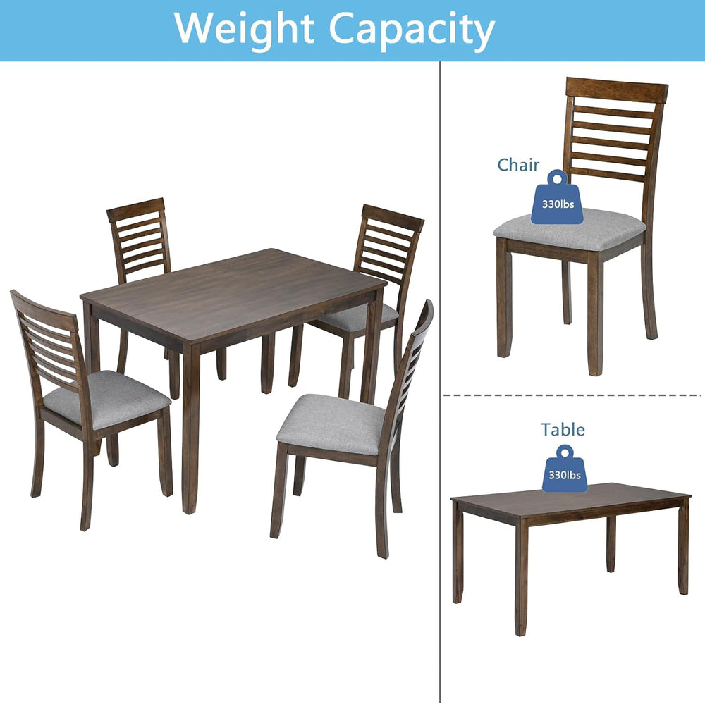 RuiSiSi Farmhouse 5 Piece Dining Table Set, Rectangular Kitchen Table with 4 ...