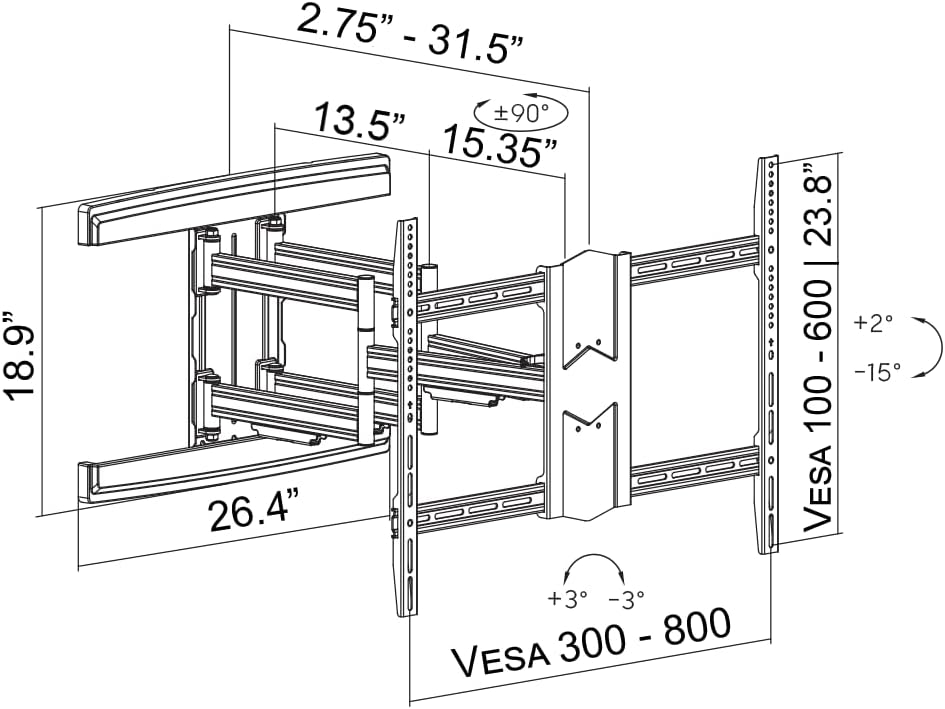 ynVISION.DESIGN Heavy Duty Full Motion TV Wall Mount for 65-100" TVs, XX...