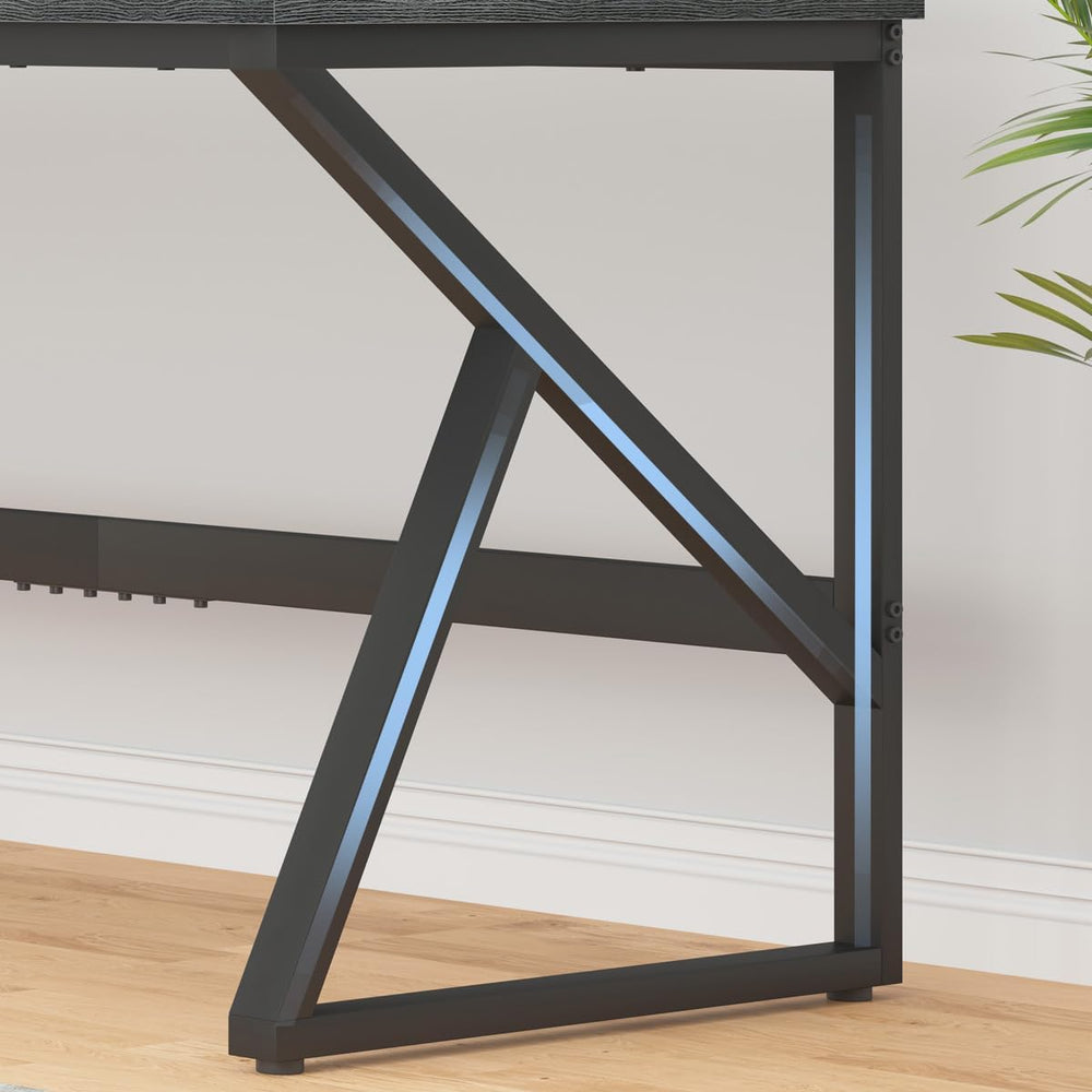 HSH 78" Extra Long Home Office Desk, Industrial Wood Computer Desk Gray