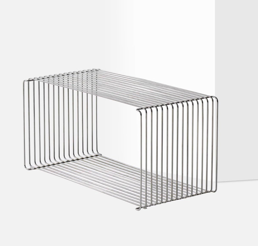 Stainless Steel Side Table,Square Geometry Retro Side Table Linear Metal End ...