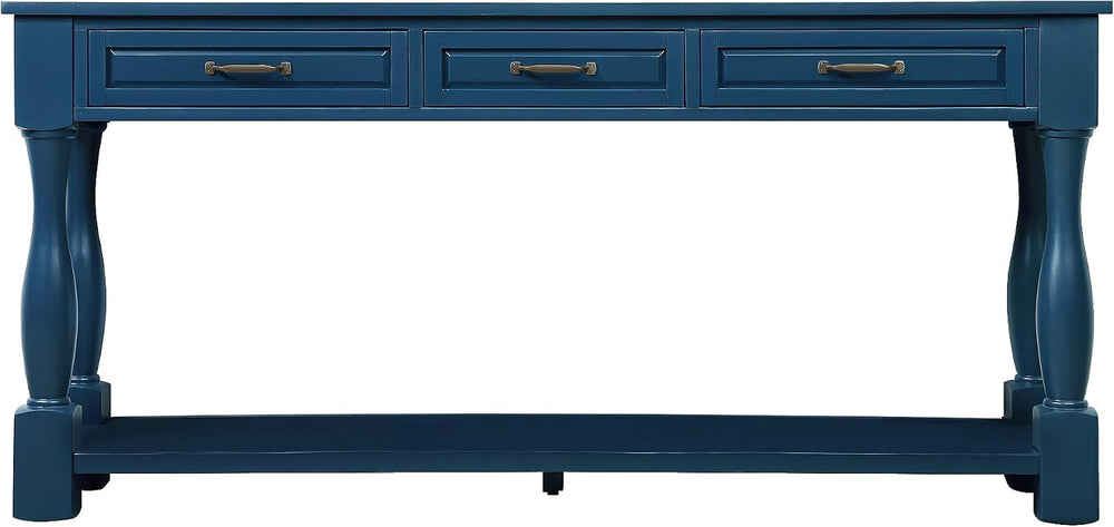 Merax Console Table with 4 Drawers, Retro Entryway Table with Open Storage Sh...