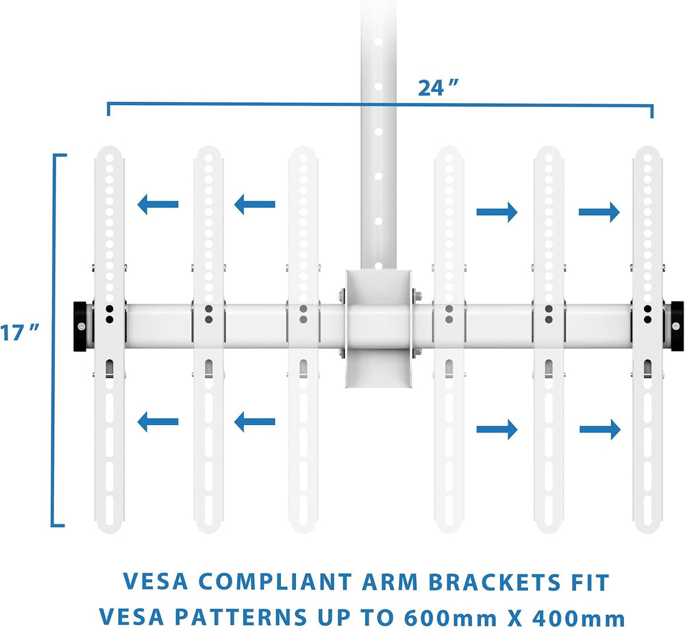 Mount-It! TV Ceiling Mount Bracket, 32-75", 110 lbs, White | Full motion...