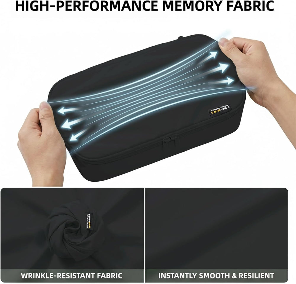 4 Large Compression Packing Cubes for 7–14 Day Travel, Jet Black