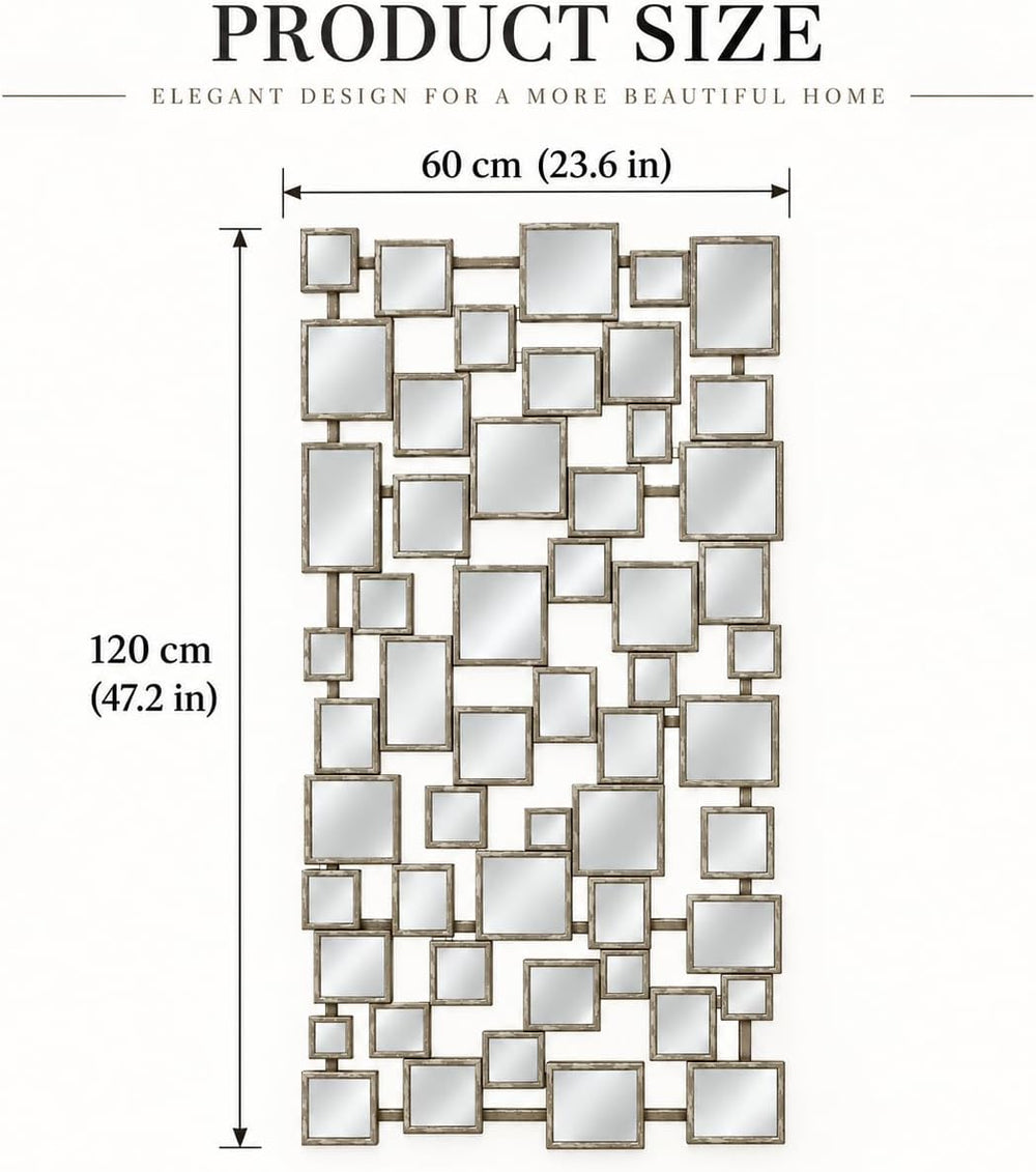 Large Modern Accent Wall Mirror for Living Room Silver 23.6"x47" Me...