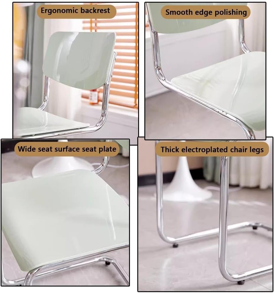 Etlegor Kitchen Plastic Backrest Dining Chair, Modern Cantilever Side Chair w...