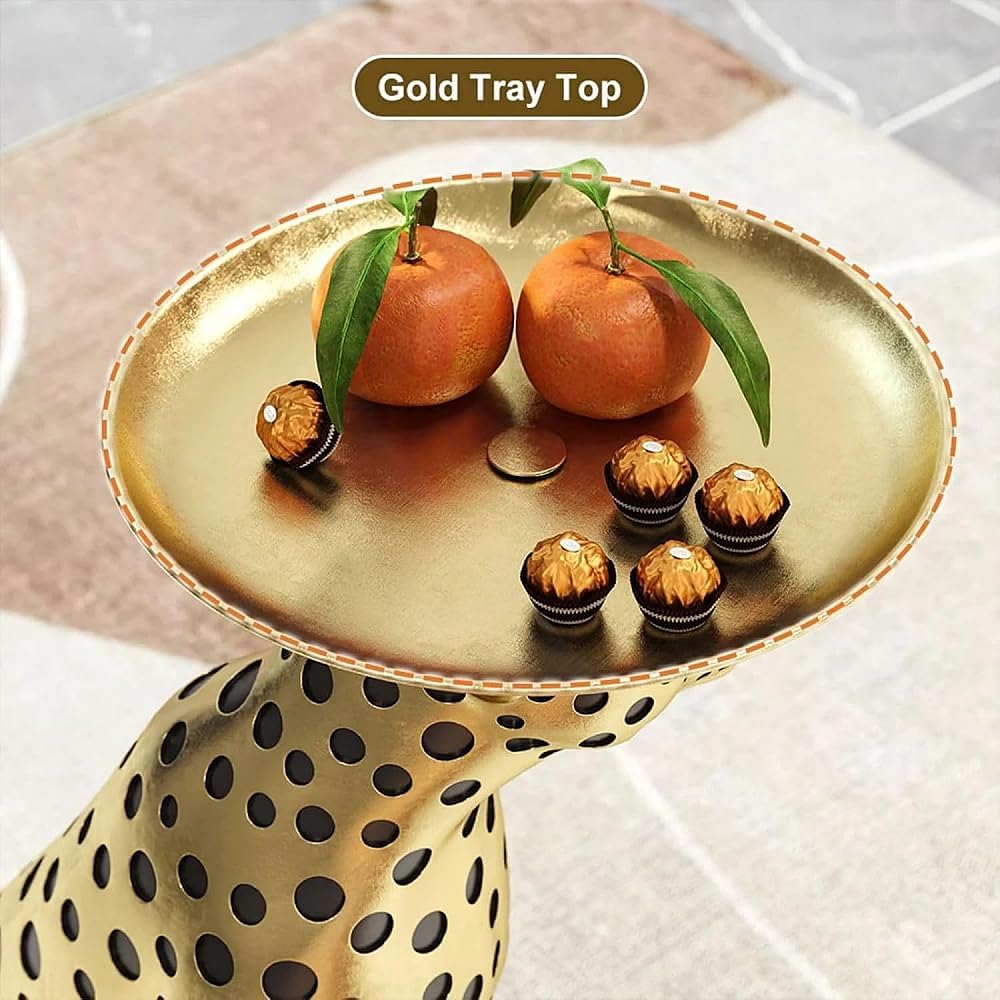 Luxury Panther Side Table with Tray, Fiberglass Resin Floor Sculpture, Decora...
