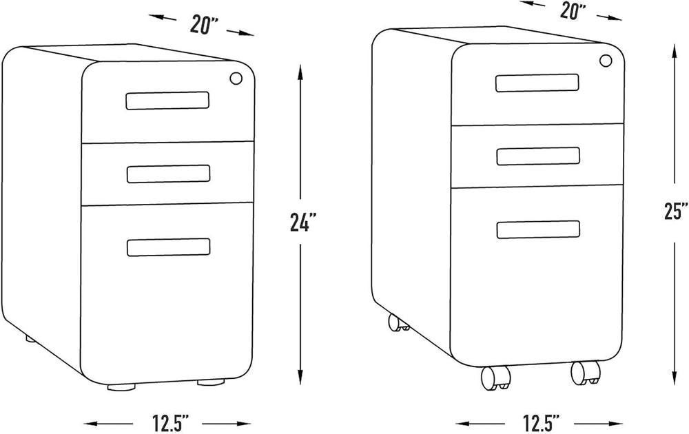 Laura Davidson Furniture Stockpile Slim 3-Drawer Mobile File Cabinet with Loc...