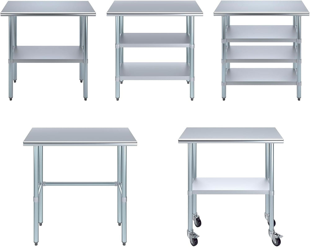 Stainless Steel Table + Add Casters | Choose from 43 Sizes | NSF Metal Work T...