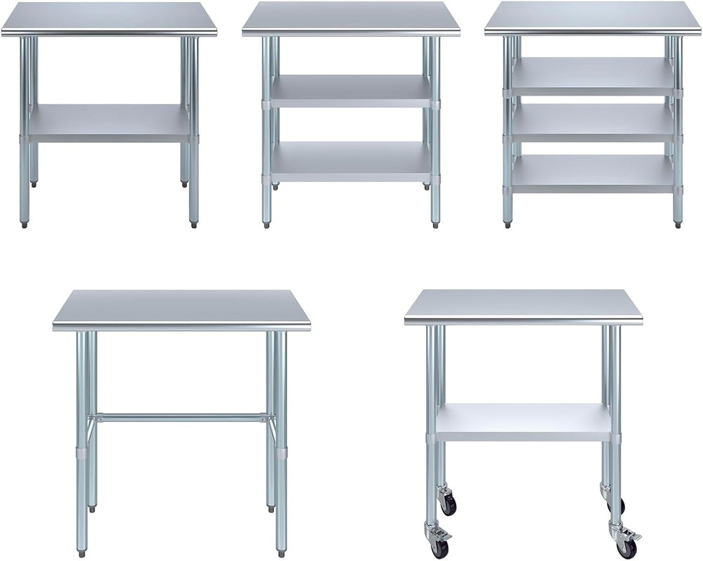 Stainless Steel Table + Add Casters | Choose from 43 Sizes | NSF Metal Work T...