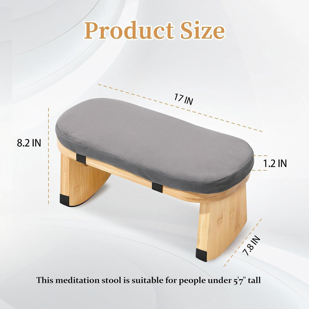 Meditation Bench, Folding Yoga Stool with Curved Bottom Edges