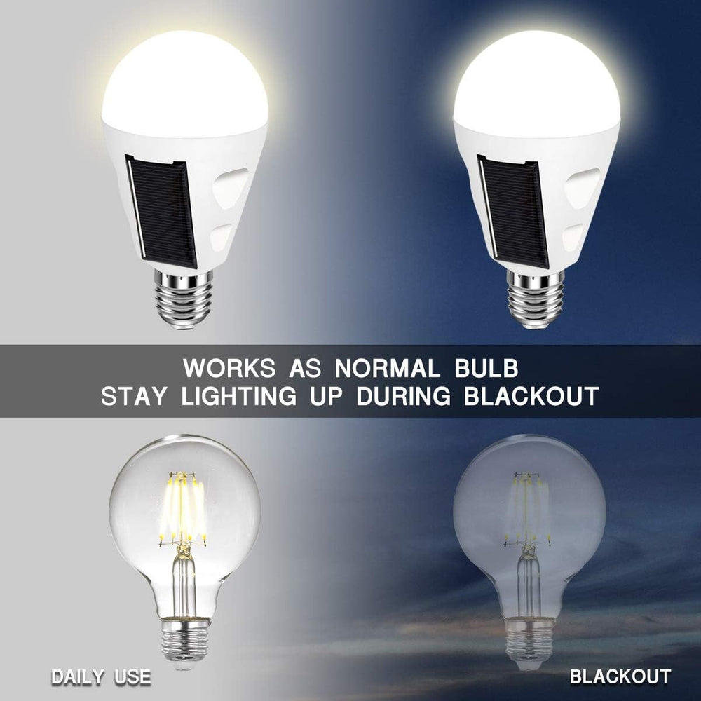 4 Pack LED Solar Emergency Light Bulbs for Home Power Failure, E26/E27 7W Rec...