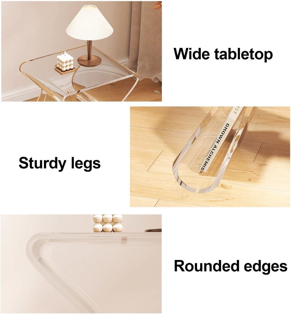 Acrylic Side Table with Magazine Storage, Night Stand Coffee Table, Decorativ...