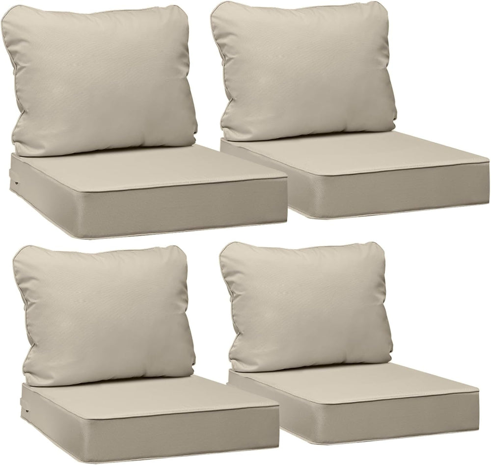 AAAAAcessories Outdoor Chair Cushions, 22 x 22 x 3 + 17 in, 4 Pack