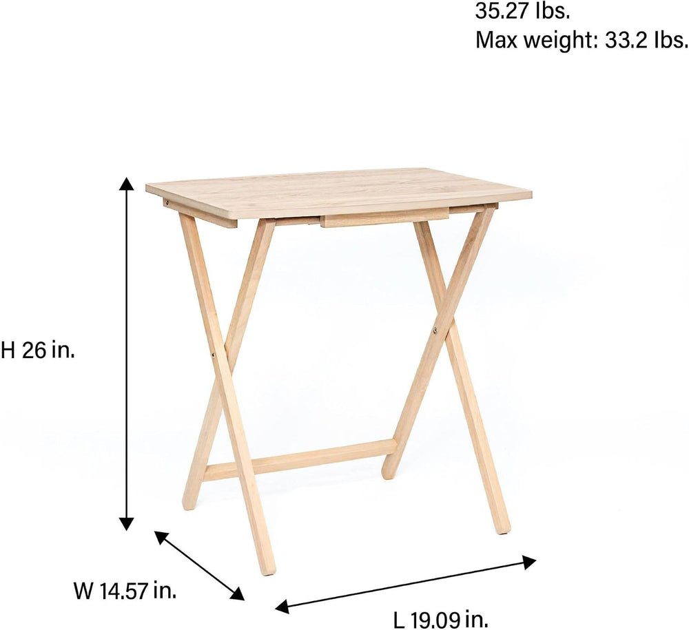 PJ Wood XL Oversize Tray Table, Natural Wood, 5-Pack | 33.2 lb Capacity, Rect...