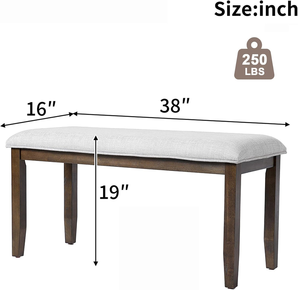 38-inch Small Upholstered Dining Bench, Vintage Wooden Bench Indoor, Entry Wa...