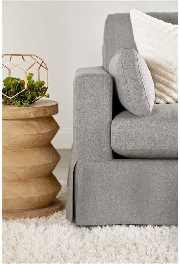 Pemberly Row Modern Transitional Accent Table, Smoke Gray Finish, Solid Recla...