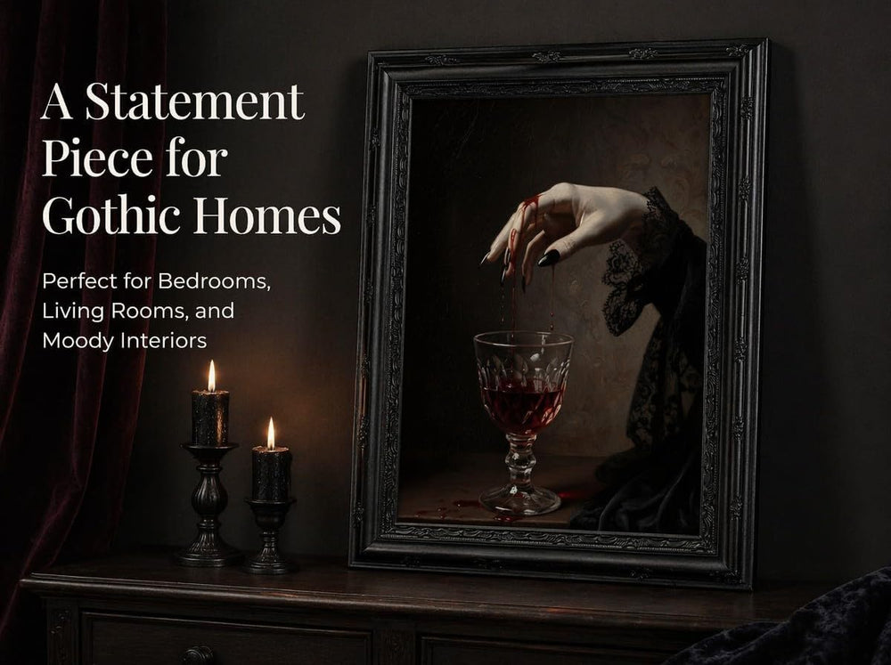EIDHFBFJ Vintage Gothic Vampire Framed Wall Art Vampire Hands Blood Wine Glas...