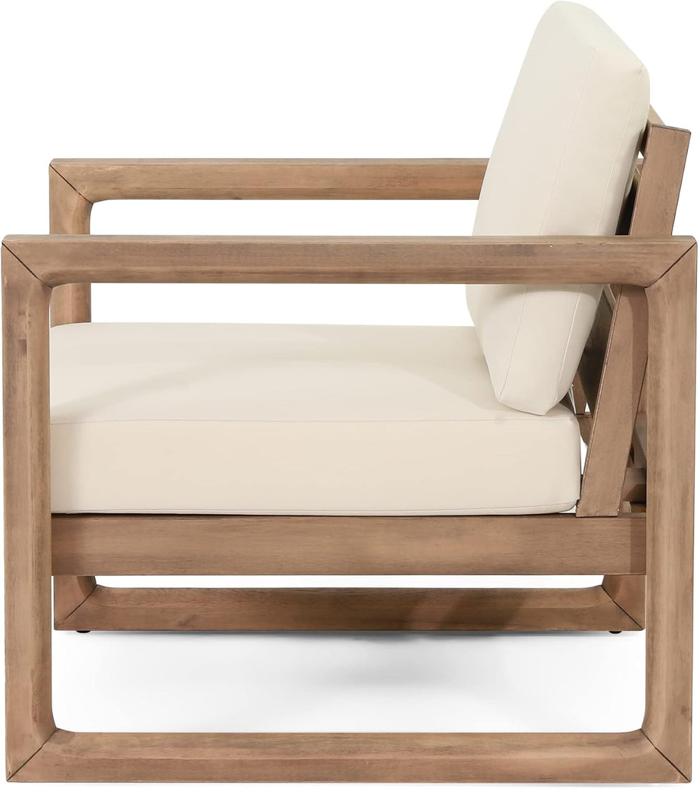 Acacia Wood Patio Club Chair Set of 2 with Water-Resistant Cushions, Outdoor ...
