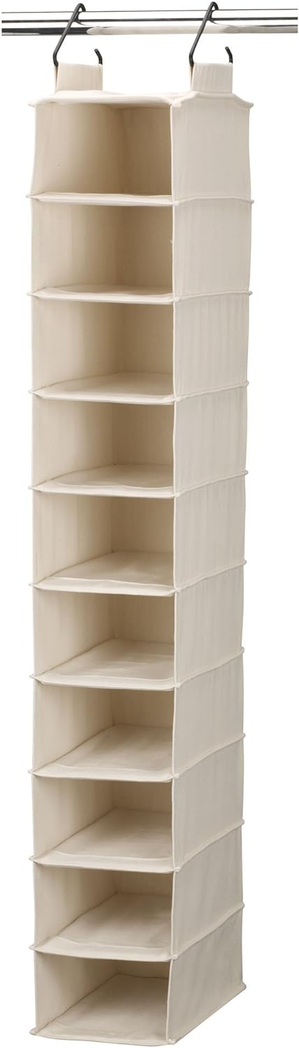Household Essentials Hanging Shoe Organizer, 10 Wide Cubbies with Cedarline P...