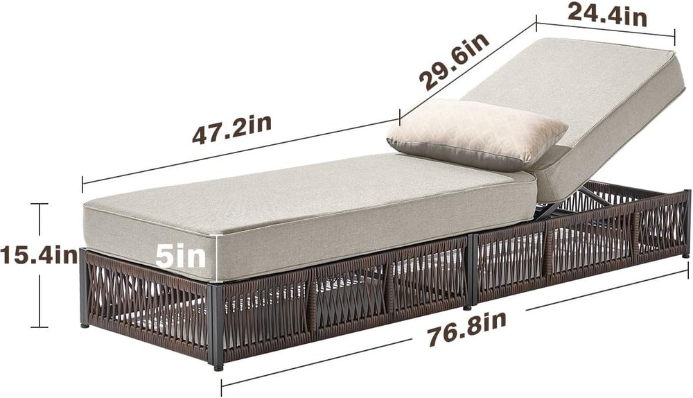 Luxury Outdoor Chaise Lounges with 5 Inch Thickened Cushions - Set of 2 High ...