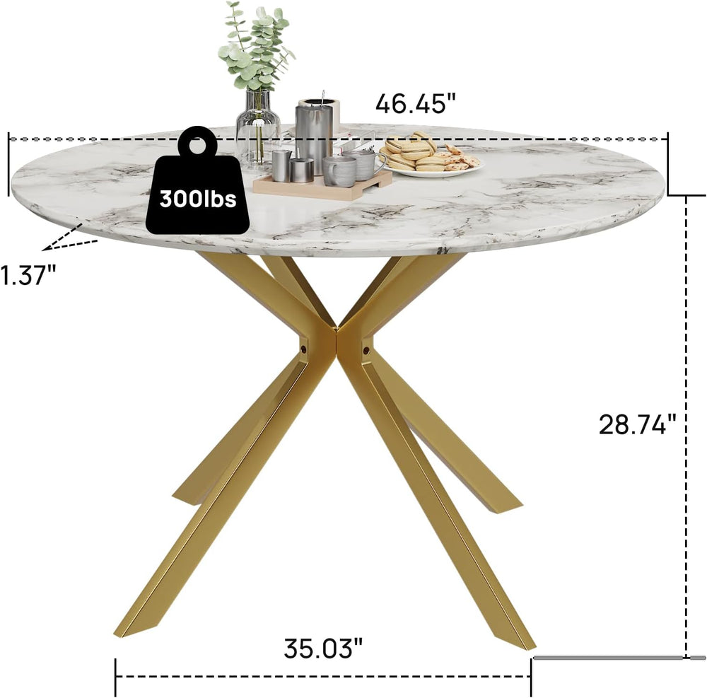 ALBAD 46.4" Round Dining Table, Mid Century Modern Round Dining Room Tab...