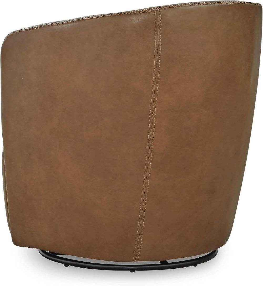 Signature Design by Ashley Modern Top Grain Leather Swivel Barrel Chair