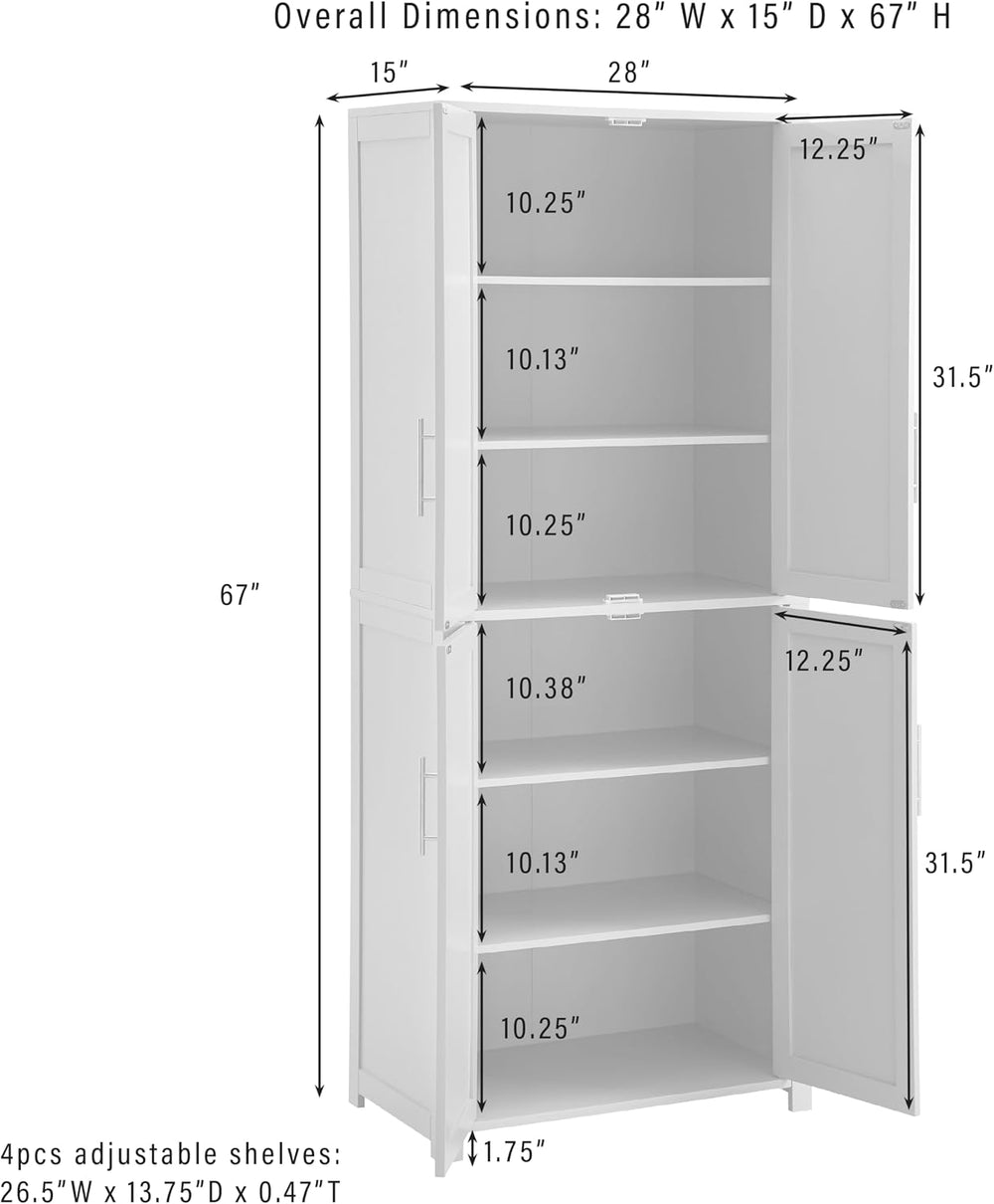 Crosley Furniture Savannah Tall Pantry Storage Cabinet with Shelves, Kitchen,...