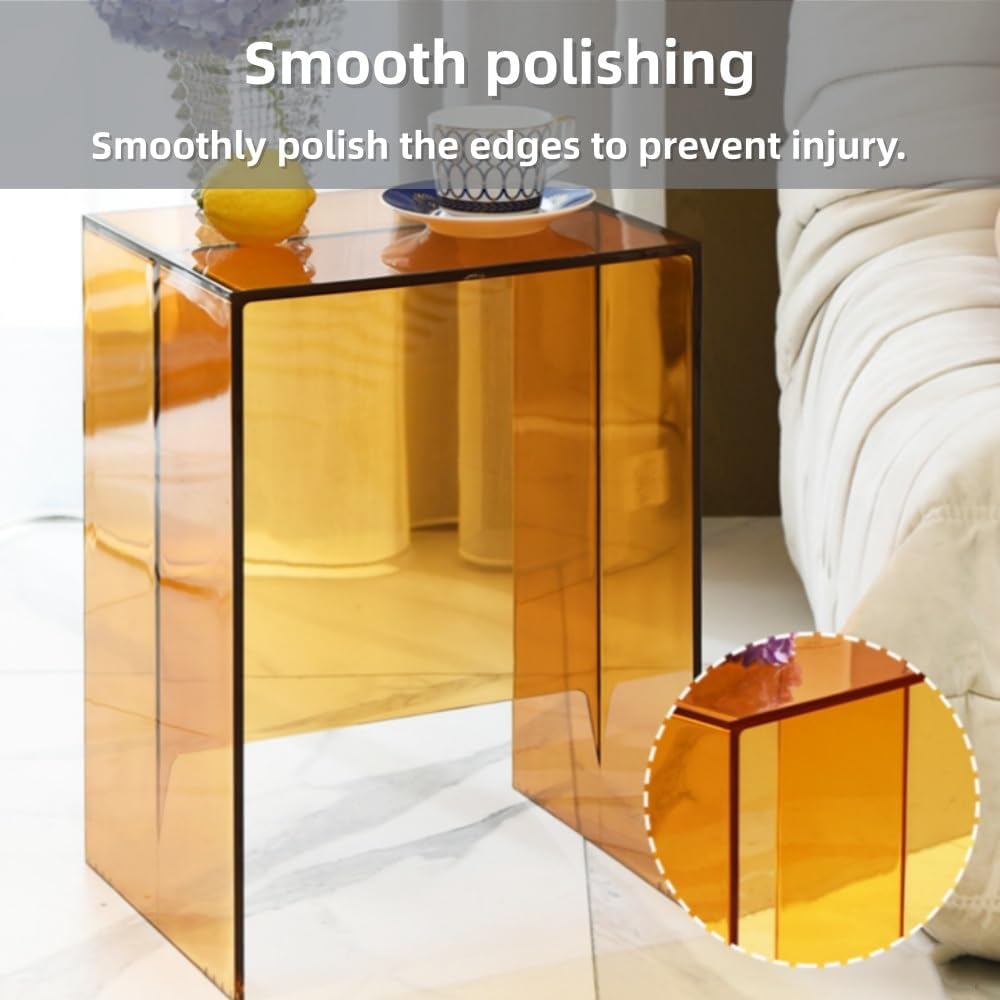 Modern Transparent ABS Side Table, Creative Night Stand for Small Spaces, Sim...