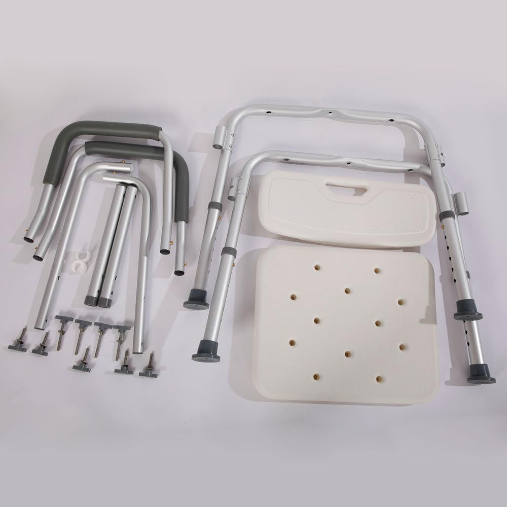 Azadx Bath Chair, Adjustable Aluminium Alloy Elderly Bath and Shower Chair Li...