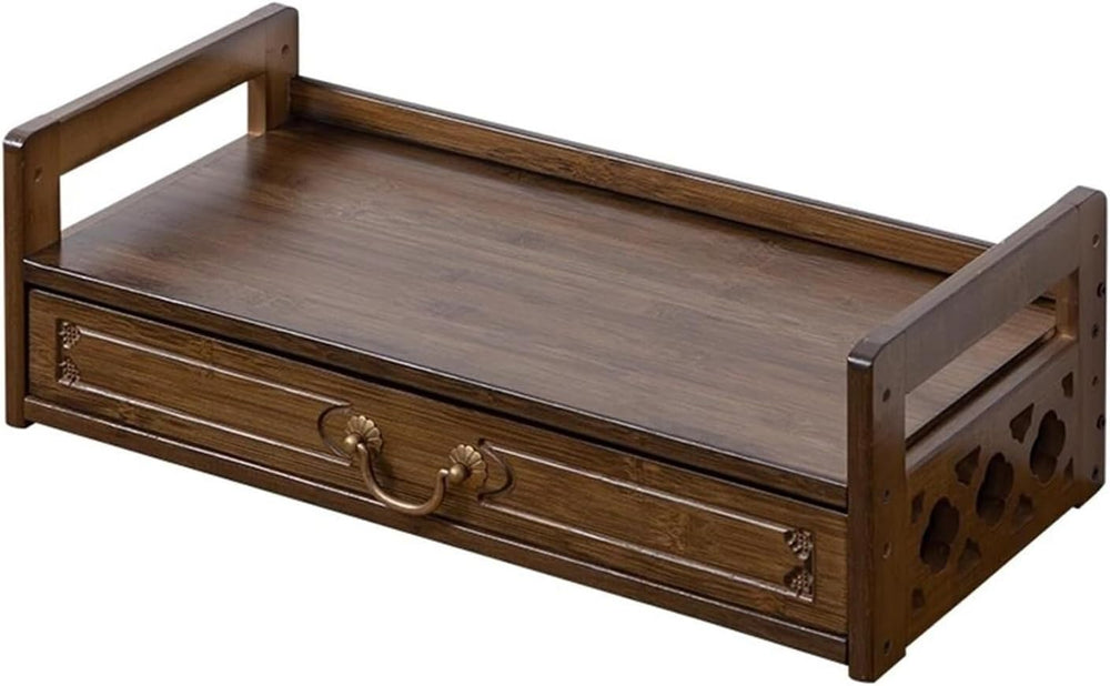 Bamboo Altar Meditation Table - Spiritual Worship Table with Drawer & 2-T...